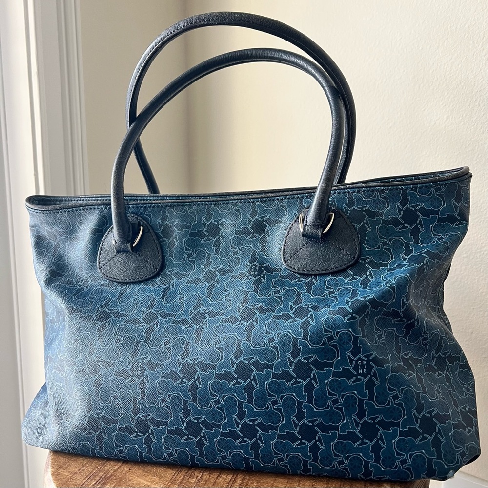 Céline Celine Blue Carriage Tote Bag